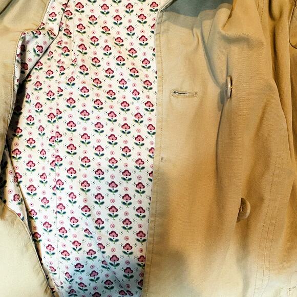 Mossimo Floral Lined Field Jacket Safari Camel Tan Dual Button Front - L - Picture 5 of 5